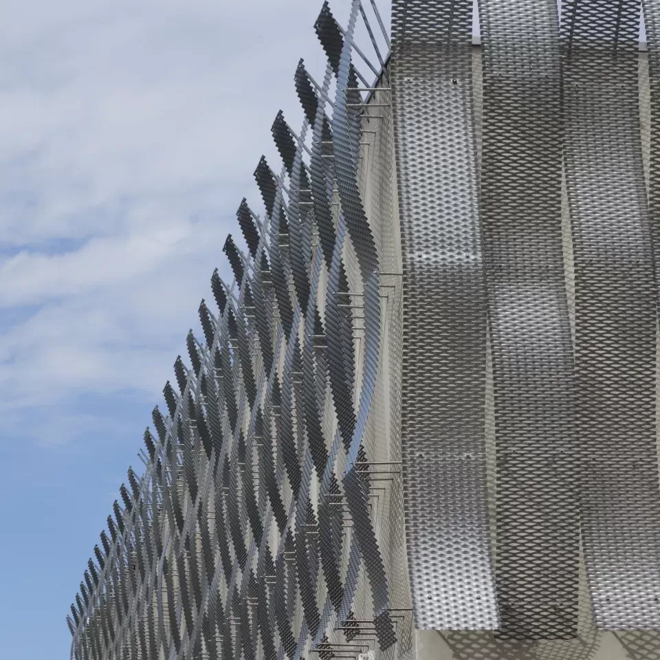 Decorative façade elements of a sports facility