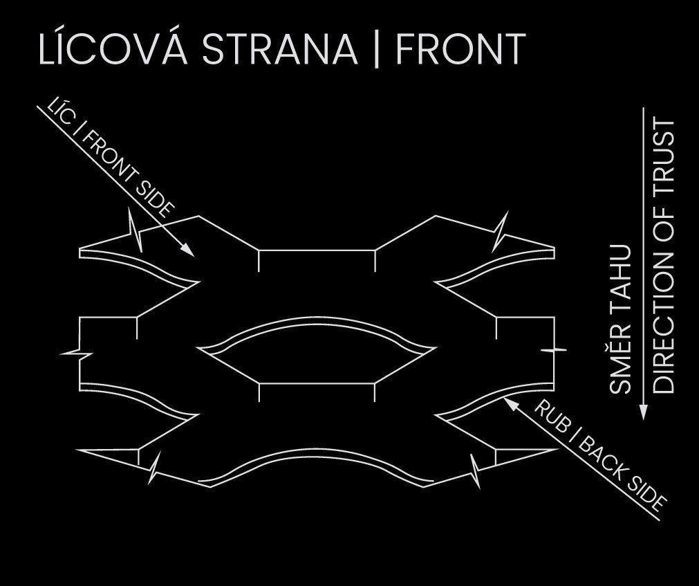 The front side of expanded metal